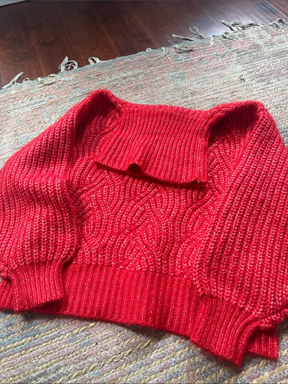 a new day Red Cable-Knit Turtleneck Sweater